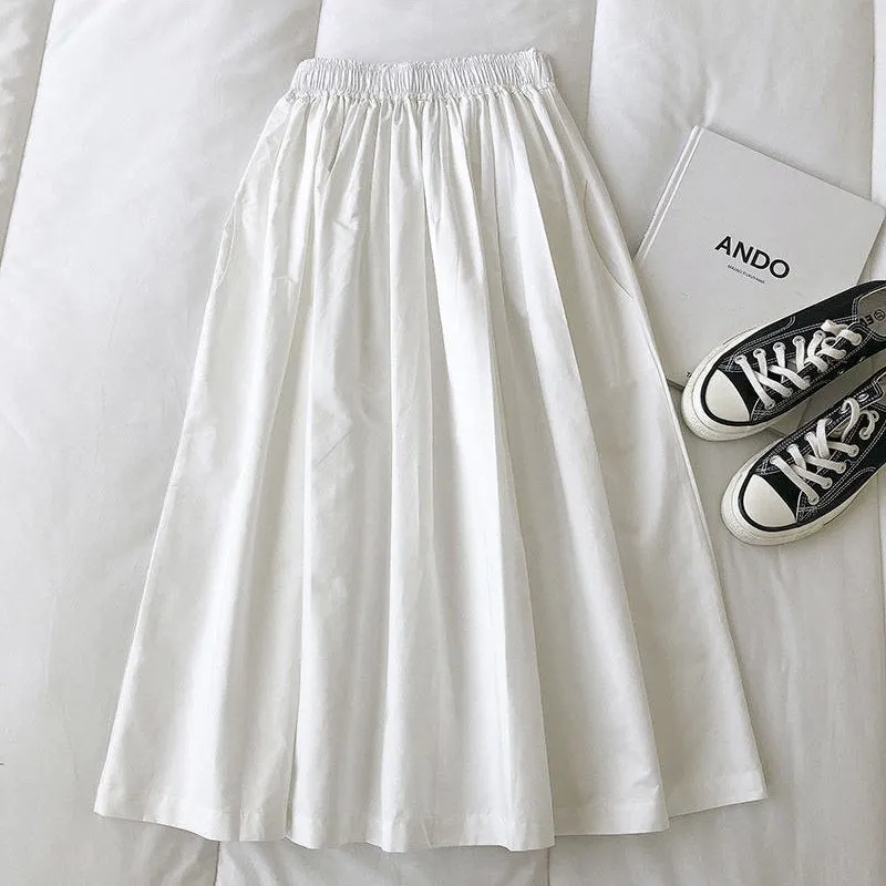 Women Black skirt midi High waist korean style Pleated a line Vintage Clothing 2025 new Summer Casual Fashion Ladies Work Wear - Image 5