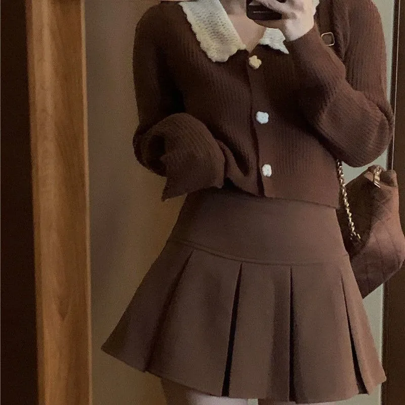 Vintage Brown Pleated Skirt Women Spring Summer 2025 Korean Style Y2K High Waisted A-line Mini Skirts Preppy Style Girls Causal - Image 2