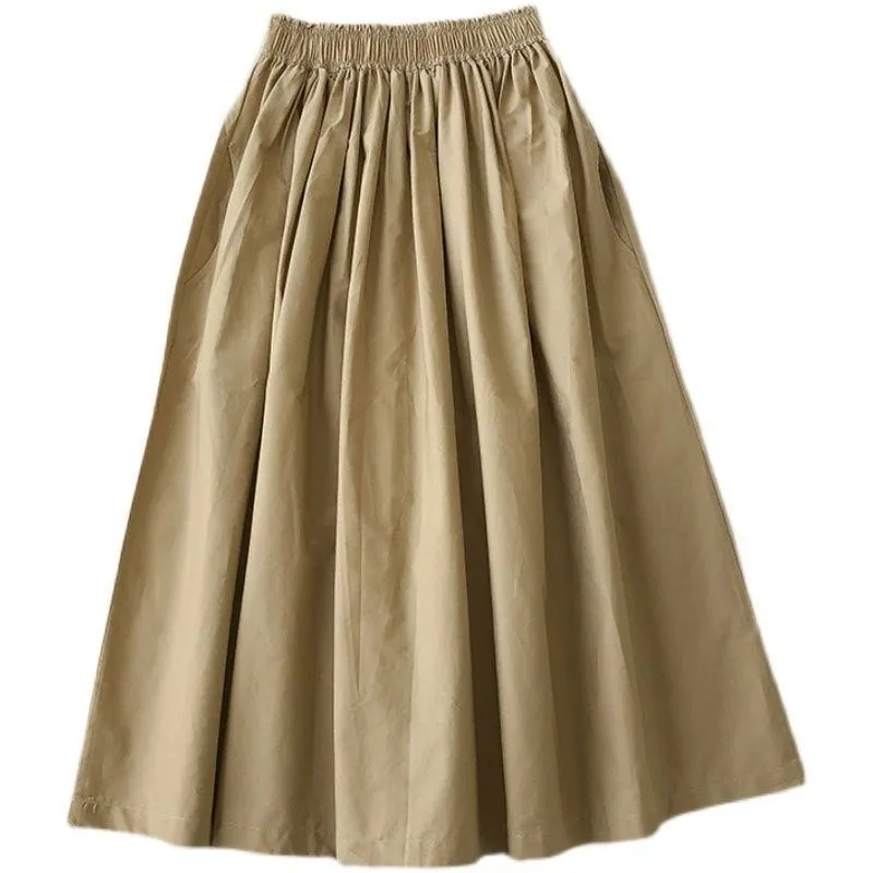 Women Black skirt midi High waist korean style Pleated a line Vintage Clothing 2025 new Summer Casual Fashion Ladies Work Wear - Image 6